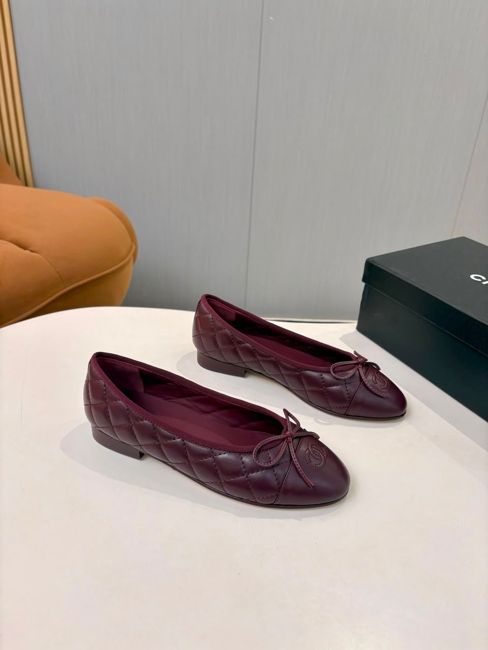 Chanel Quilted Classic Ballerina Flats Quilted Lambskin Burgundy G02819 view 10