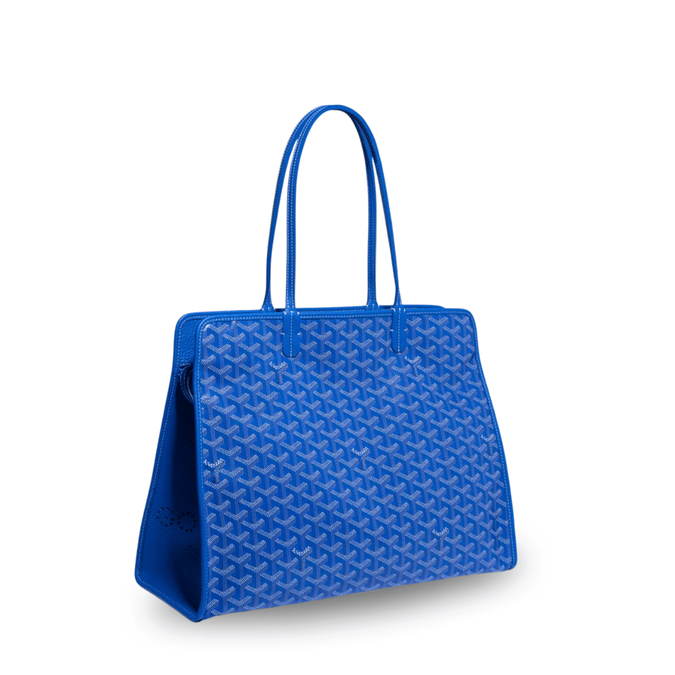 Goyard Hardy Pm Bag 40 Cm Sky Blue Goyardine Canvas And Taurillon Leather Trim view 2