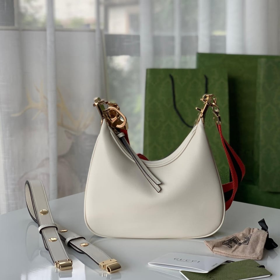 Gucci White Leather Attache Small Shoulder Bag view 4