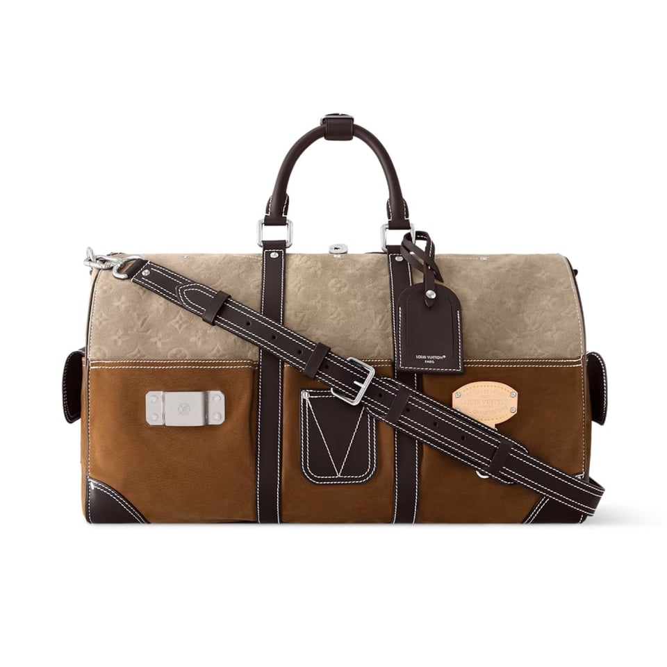Louis Vuitton Keepall Bandoulière Bag 50cm/19.7in Tan Monogram Suede Leather M26127 view 3