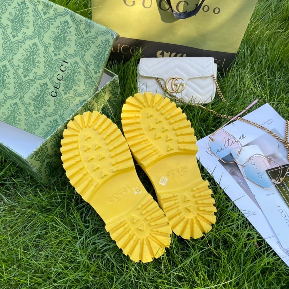 Gucci Men’S Slip On Sandal Yellow Gg Rubber view 7