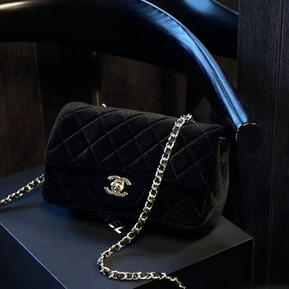 Chanel Velvet Pearl Crush Mini Flap Bag Black 20Cm/7.9in view 8