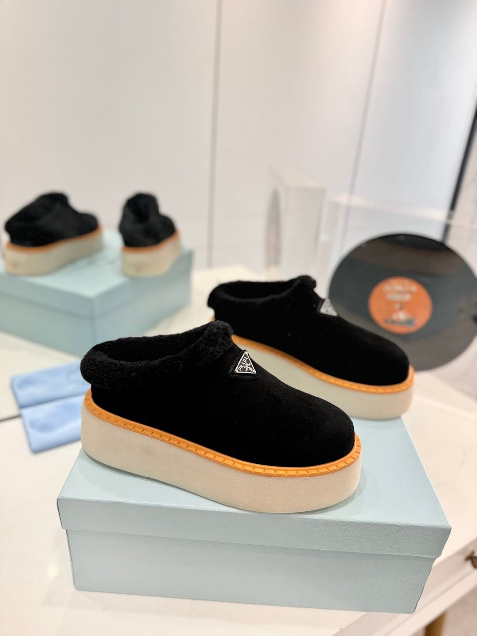 Prada Suede Mules Black view 3