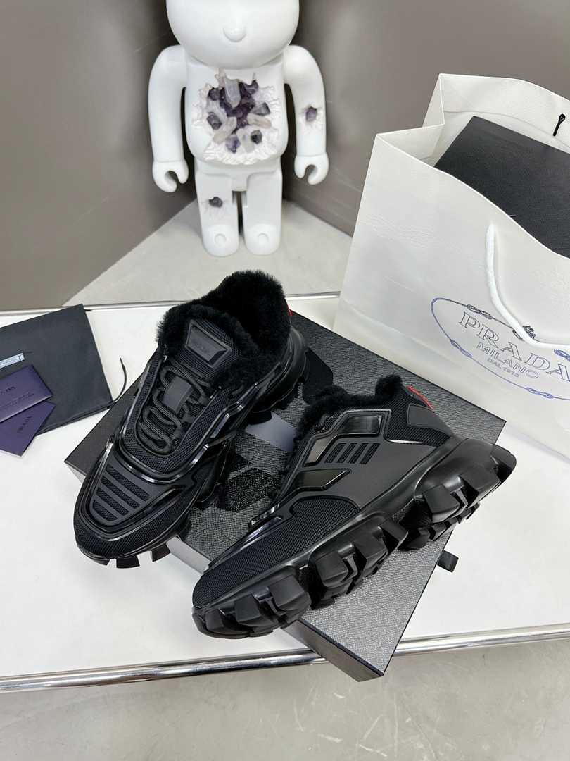 Prada Cloudbust Thunder Technical Fabric Sneakers Black view 5