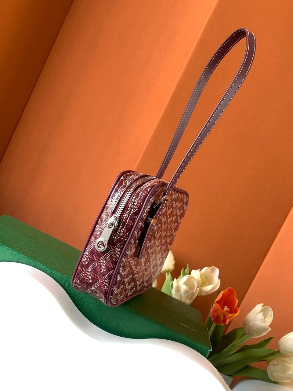 Goyard Yona Bag Coated MM 21Cm Burgundy Canvas view 3