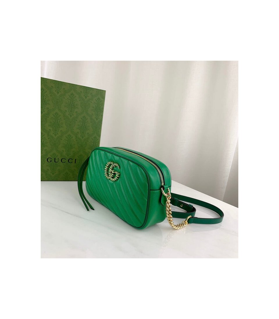 Gucci GG Marmont Small Shoulder Bag Green and Emerald Leather view 5