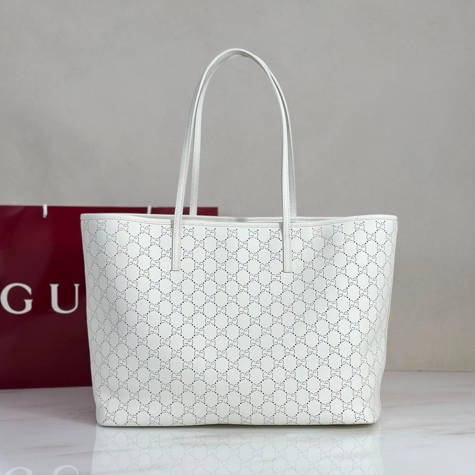 Gucci Tribeca Large Tote Bag 38cm/15in White Leather GG 874745 view 4