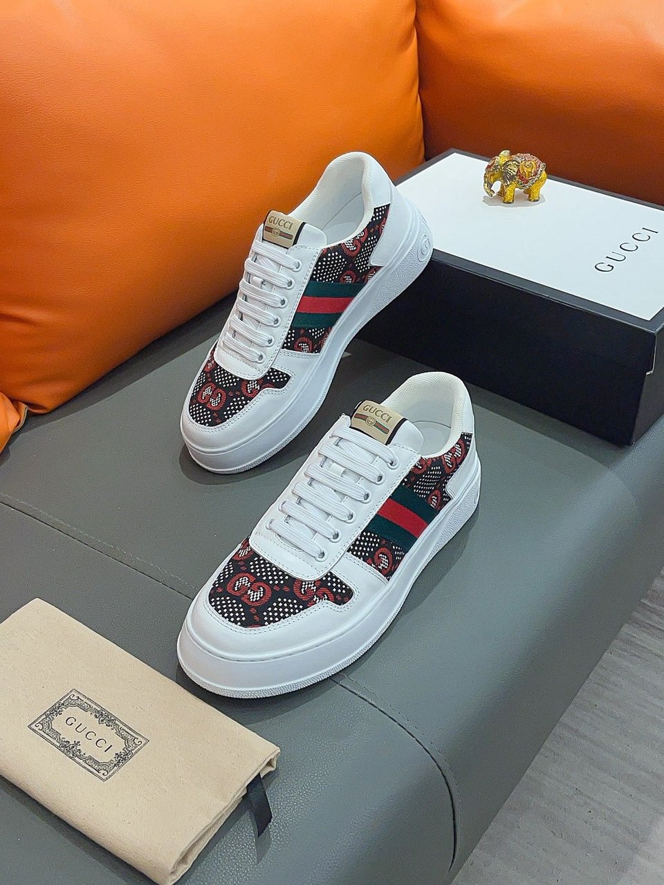 Gucci Screener Gg High Top Sneaker White With Red Logo view 3