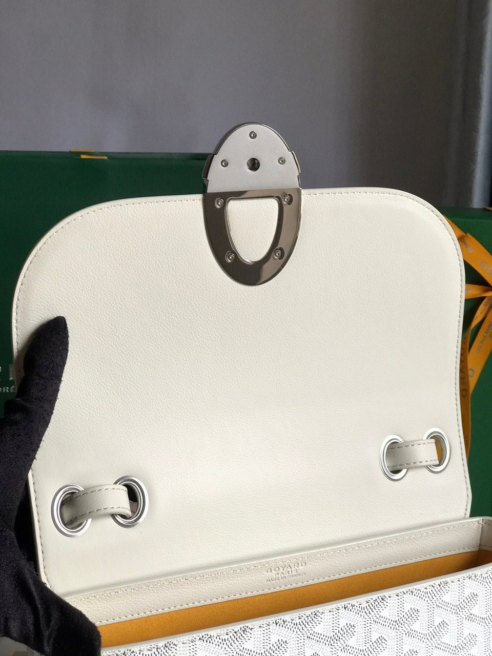 Goyard 233 Bag 25 Cm White Calfskin And Goyardine Canvas 25cm view 7