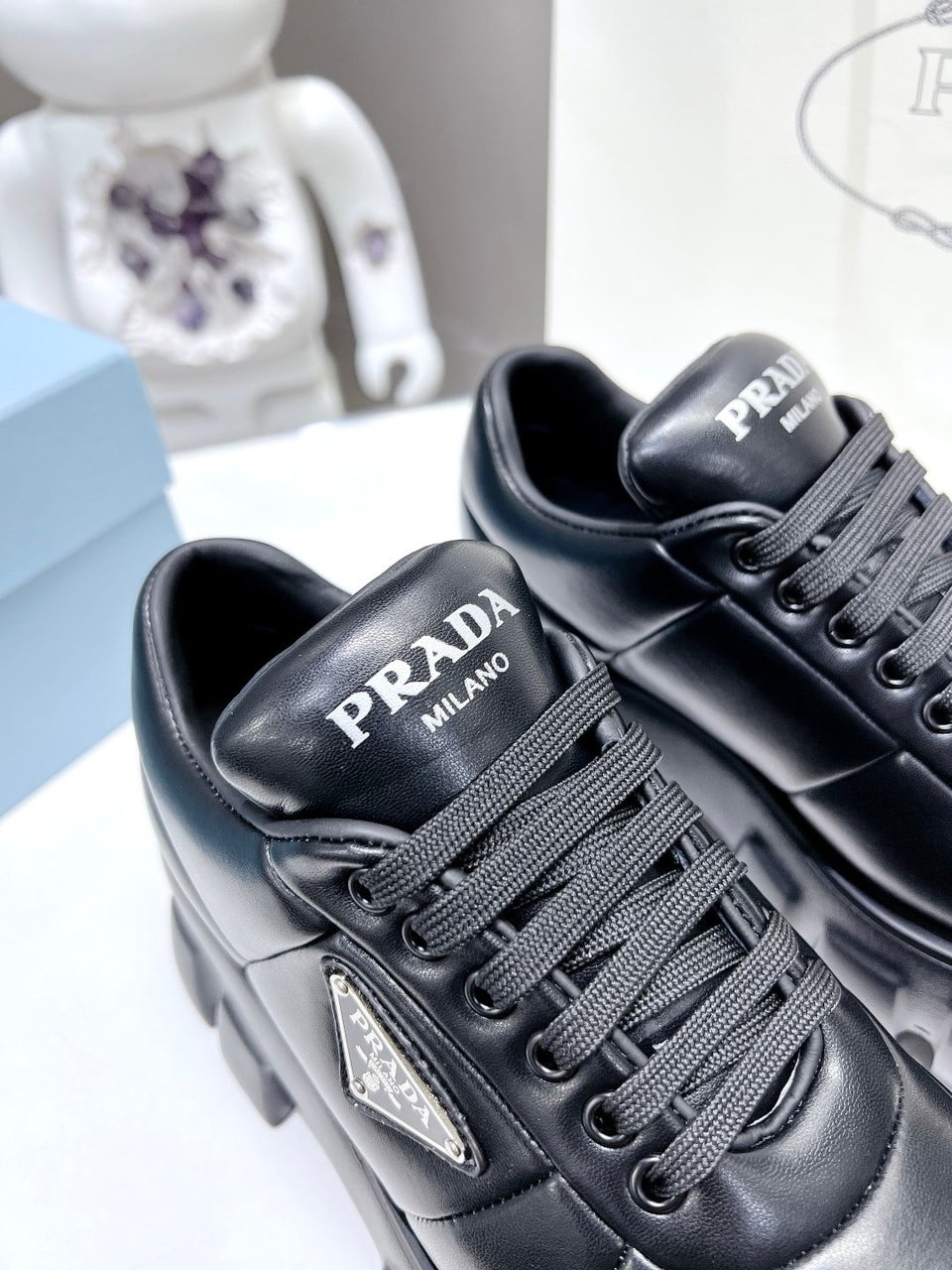 Prada Soft Padded Nappa Leather Lace Up Shoes Black 1E119N 2Dl8 F0002 F 055 view 5