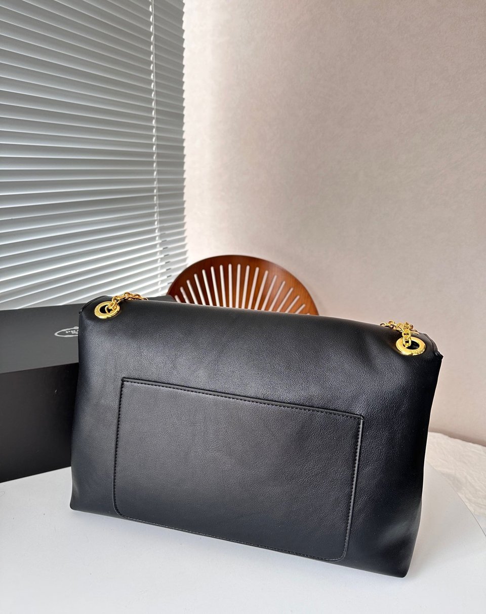 Prada Medium Leather Shoulder Bag Black 38Cm view 7