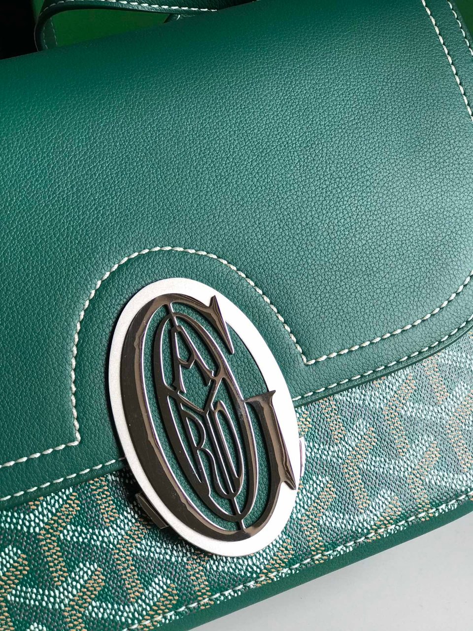 Goyard 233 Bag 25 Cm Green Calfskin And Goyardine Canvas 25cm view 7