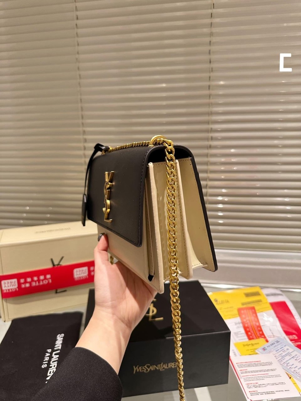 Saint Laurent Sunset Medium Chain Bag In Smooth Leather view 3