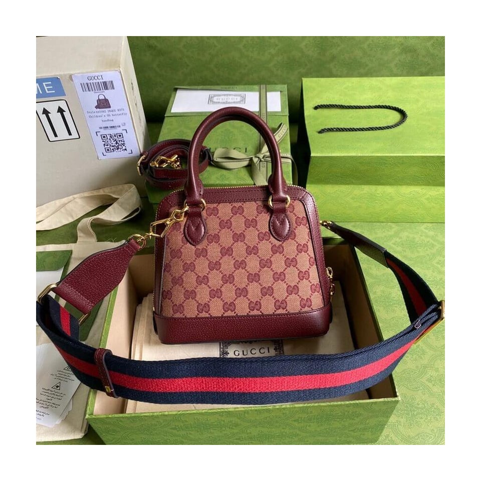Gucci Horsebit 1955 GG Mini Bag in Burgundy GG Canvas view 6