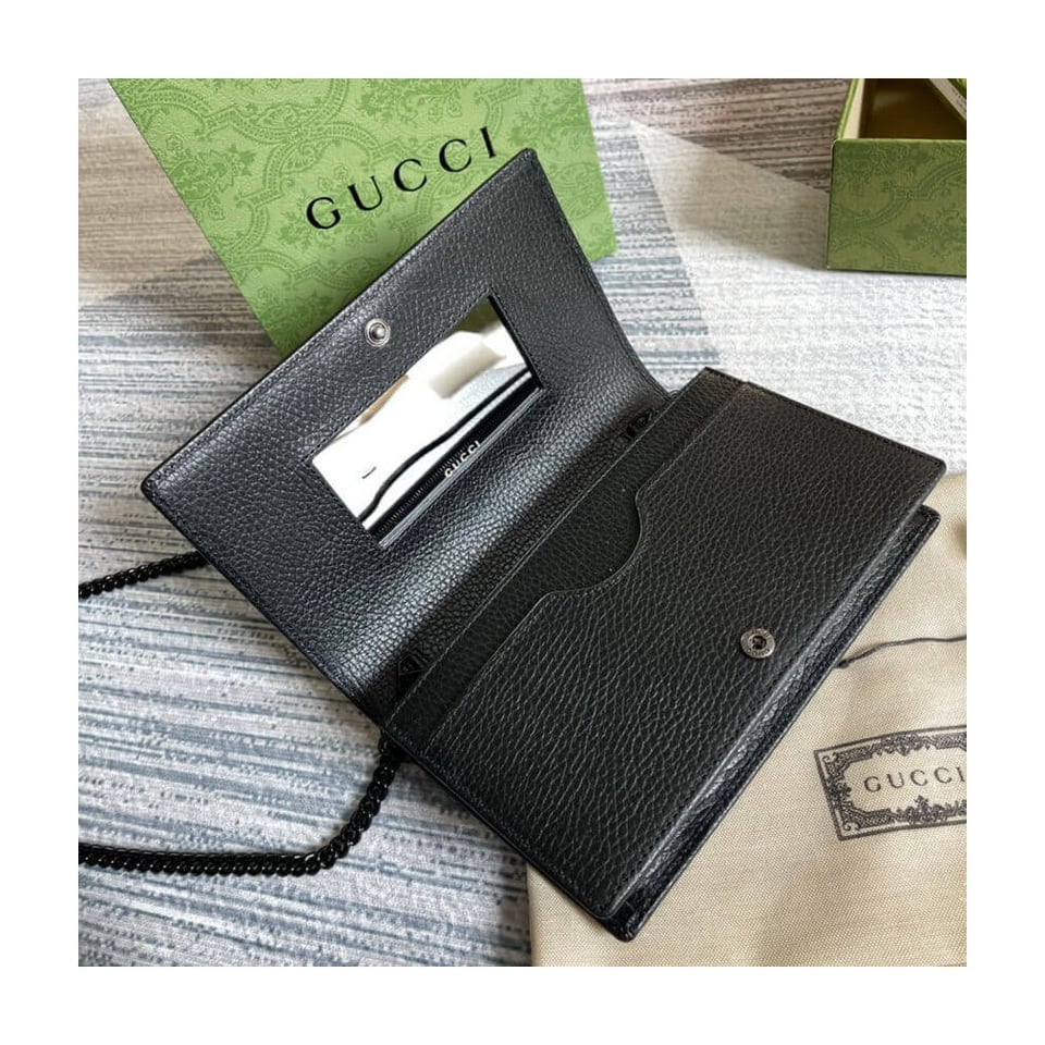 Gucci Textured Leather GG Marmont Mini Chain Bag 497985 view 9