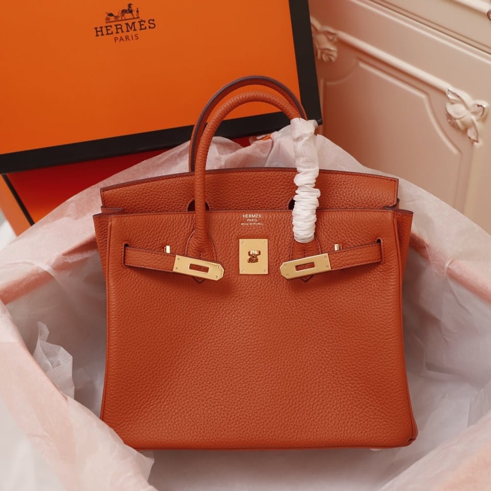Hermes Birkin Bag 35 Fire Togo Gold Hardware view 3