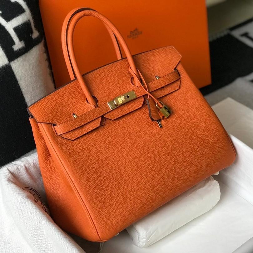 Hermes Birkin 35Cm Bag Orange Togo Gold Hardware view 2