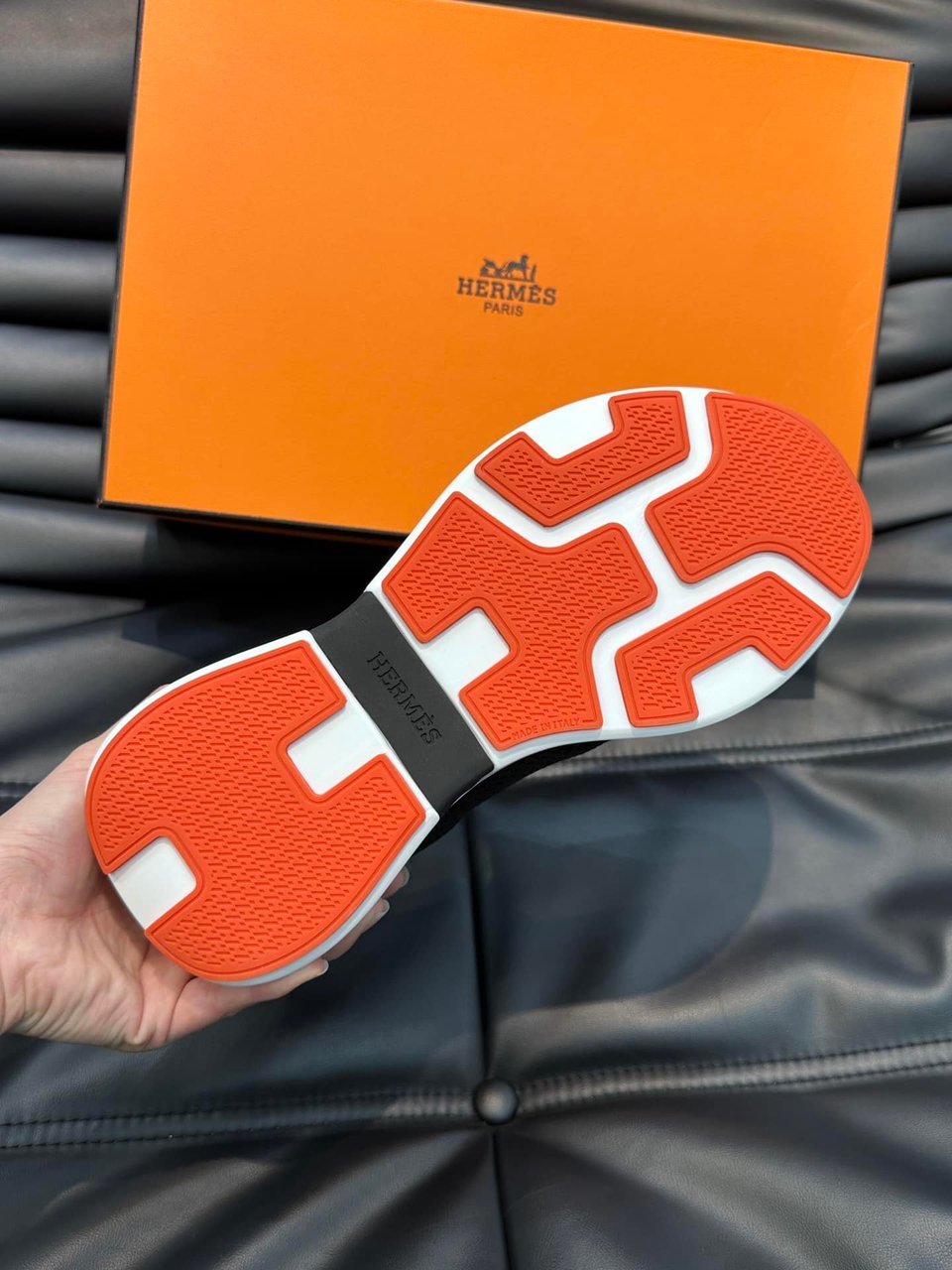 Hermes Heros Sneaker Black Orange H232985Zh05400 view 3
