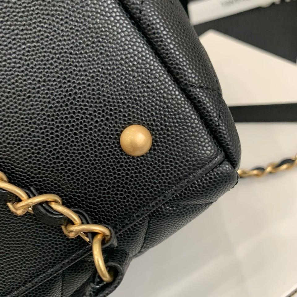 Chanel Shopping Bag 30Cm Black Quilted Caviar Leather Ghw view 5