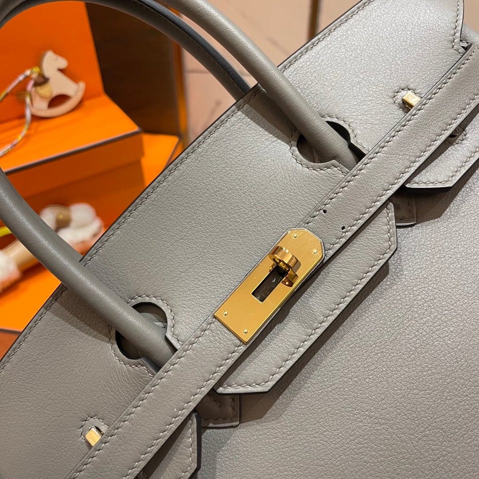 Hermes Birkin 30Cm Grey Swift Leather Gold Hardware view 6
