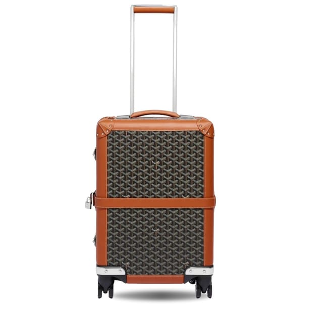 Goyard 50cm Goyardine Canvas &amp; Clamecy Cowhide Bourget PM Trolley Case Black &amp; Tan