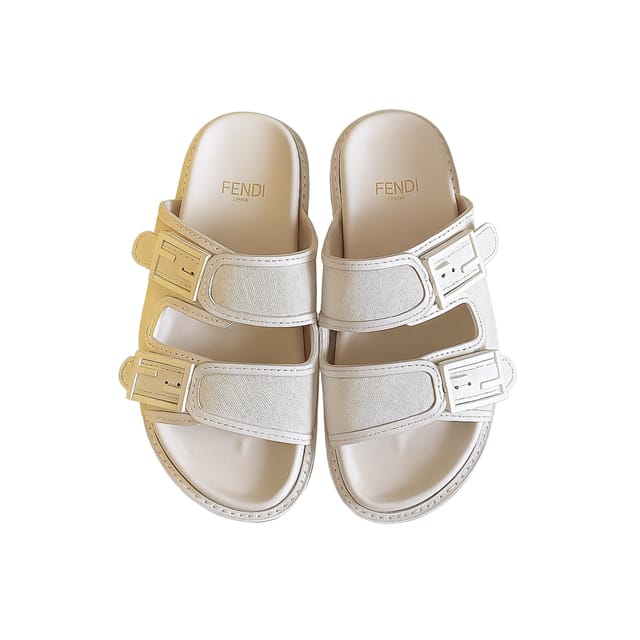 Fendi Feel Slides Unisex Ff Motif Fabric White