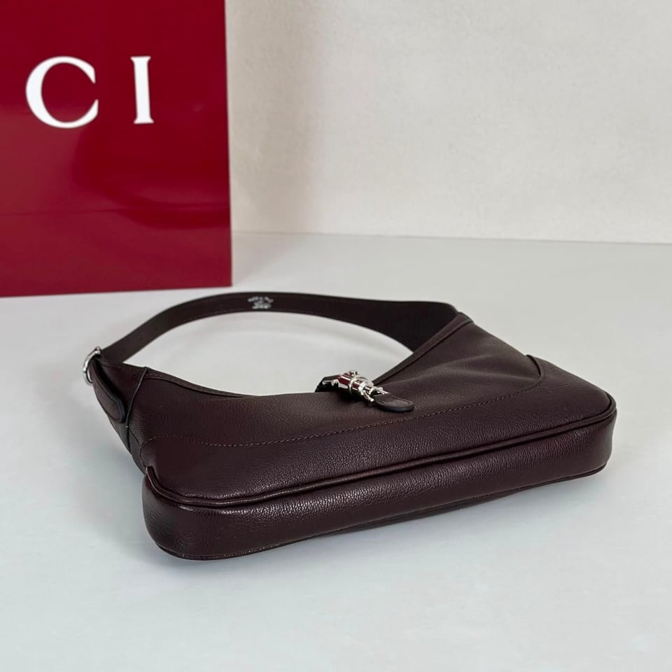 Gucci Jackie Slim Medium Shoulder Bag 28cm/11in Dark Brown ‎863137 view 11