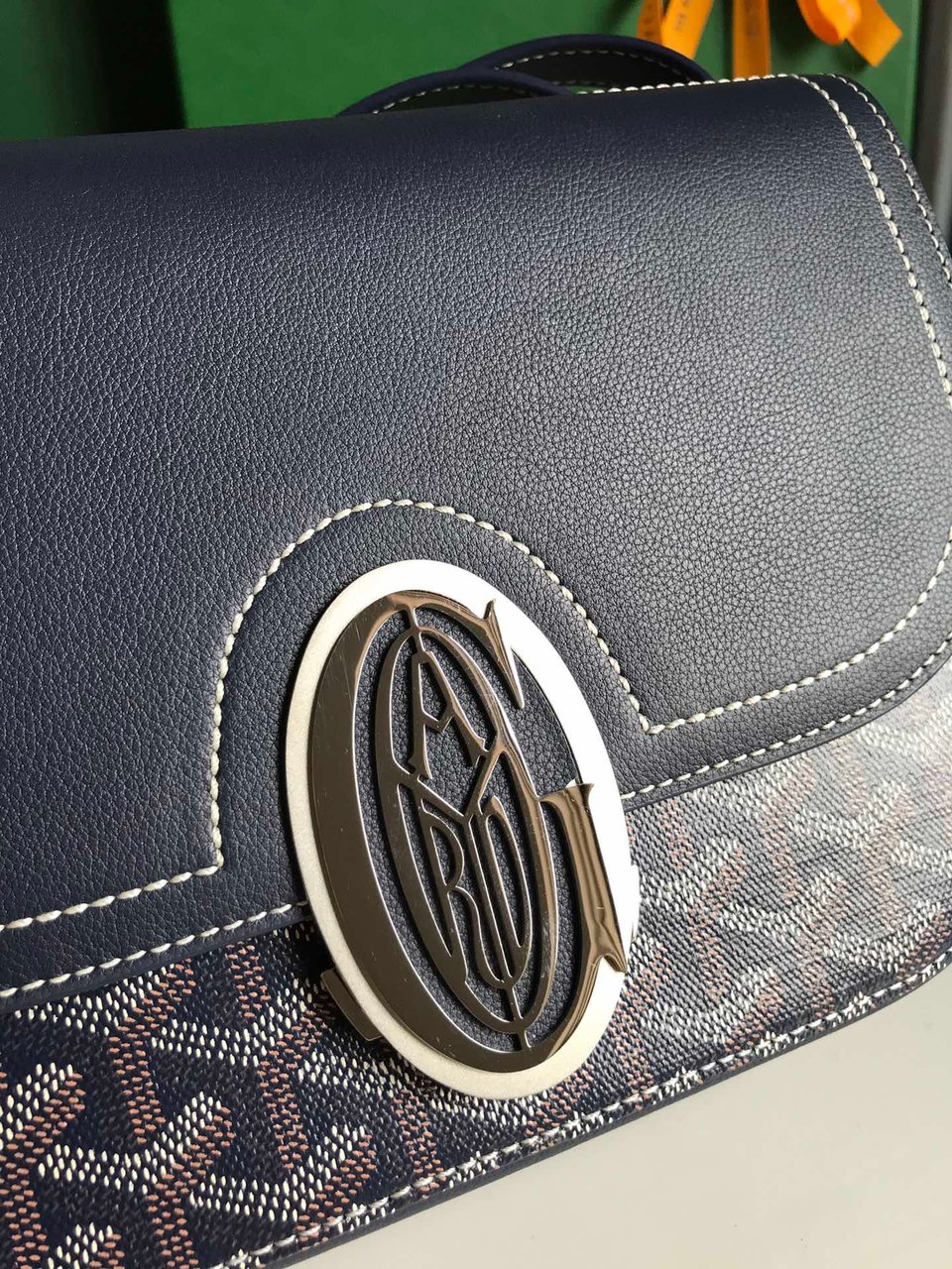 Goyard 233 Bag 25 Cm Navy Blue Calfskin And Goyardine Canvas 25cm view 9
