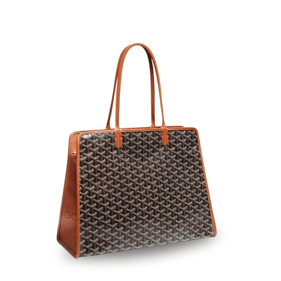 Goyard Hardy Pm Bag 40 Cm Black Goyardine Canvas And Tan Taurillon Leather Trim view 2