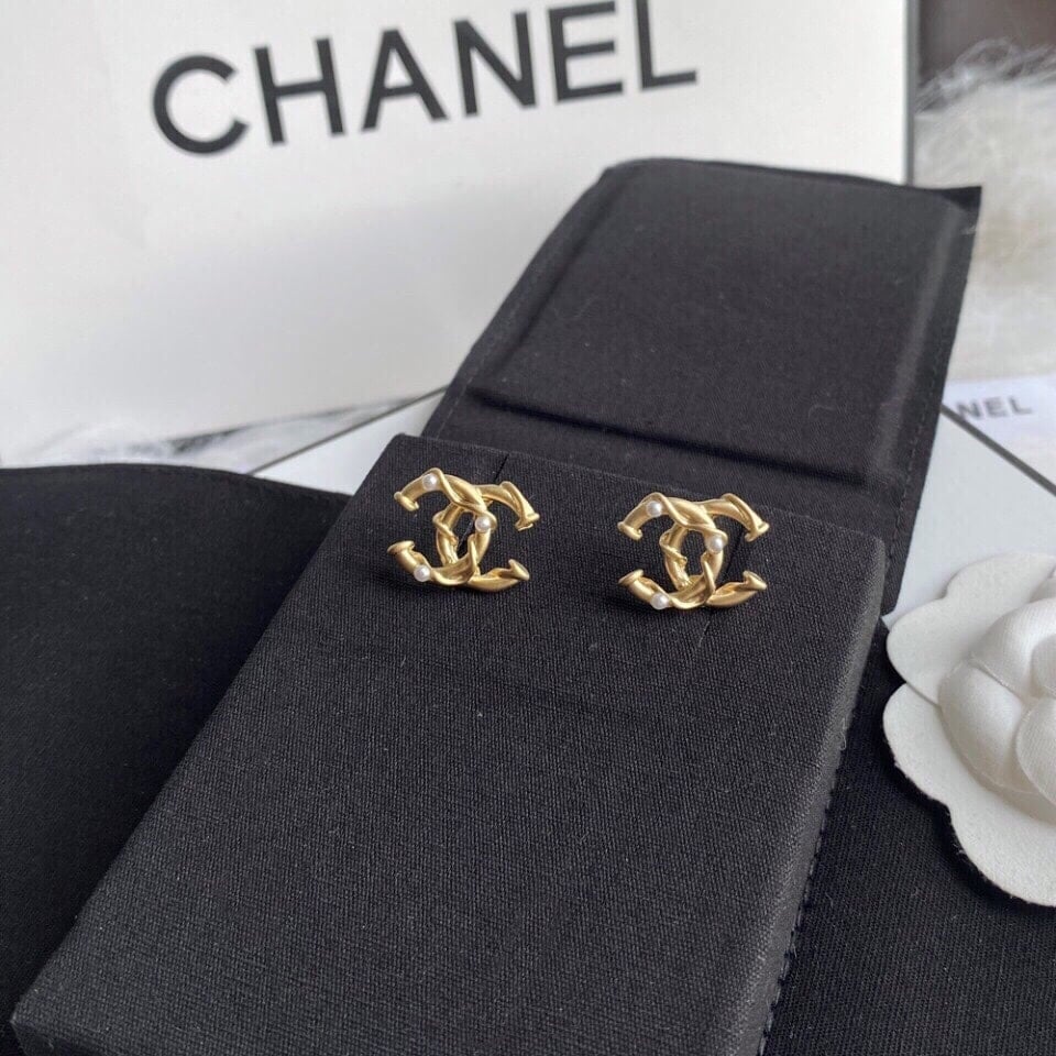 Chanel Cc Gold Earrings view 3