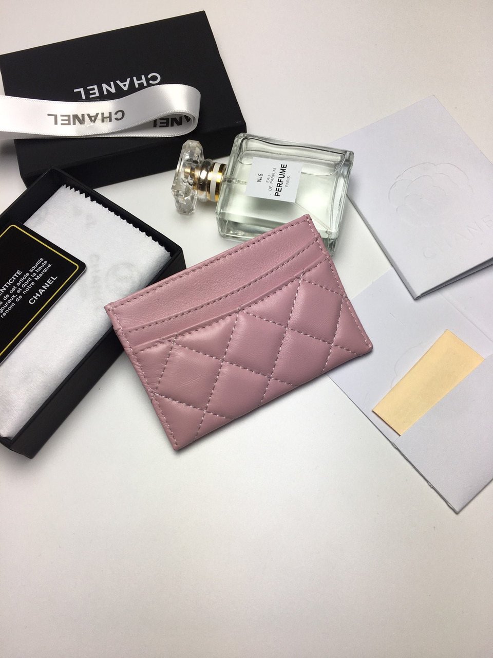 Chanel Card Holder 11.2 Baby Pink Calfskin Silver Icon view 7