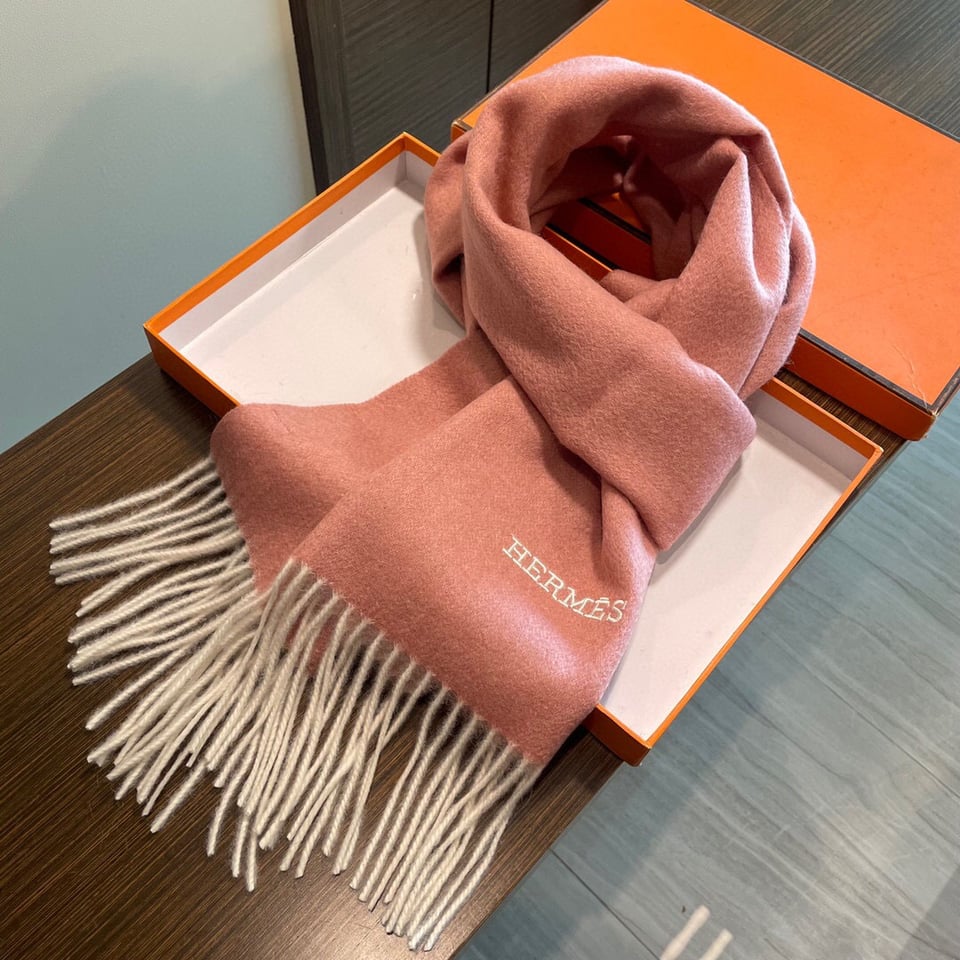 Hermes Cashmere Scarf Ombre Pink For Women 180cm view 5
