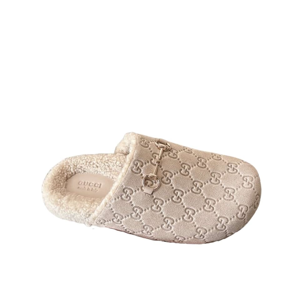 Gucci Women’S Horsebit Mule Gg Suede Natural view 2