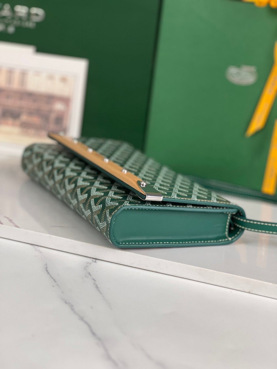 Goyard Monte-Carlo Pm Clutch 25cm Green Goyardine Canvas view 9