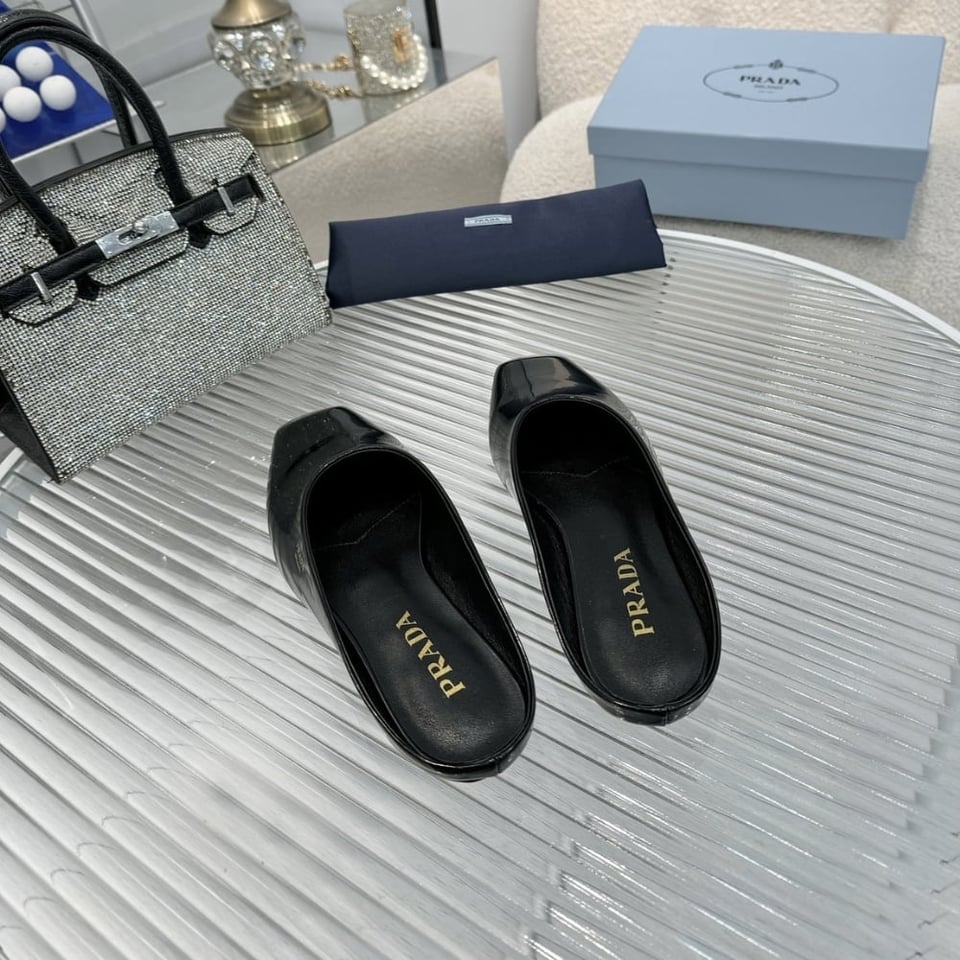 Prada Brushed Leather Mules Black 1S825N 055 F0002 F 015 view 4