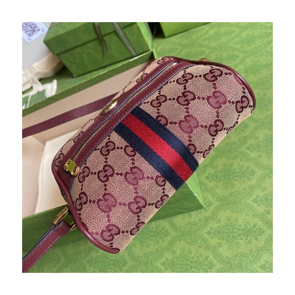 Gucci Ophidia Mini Bag With Web Burgundy view 6