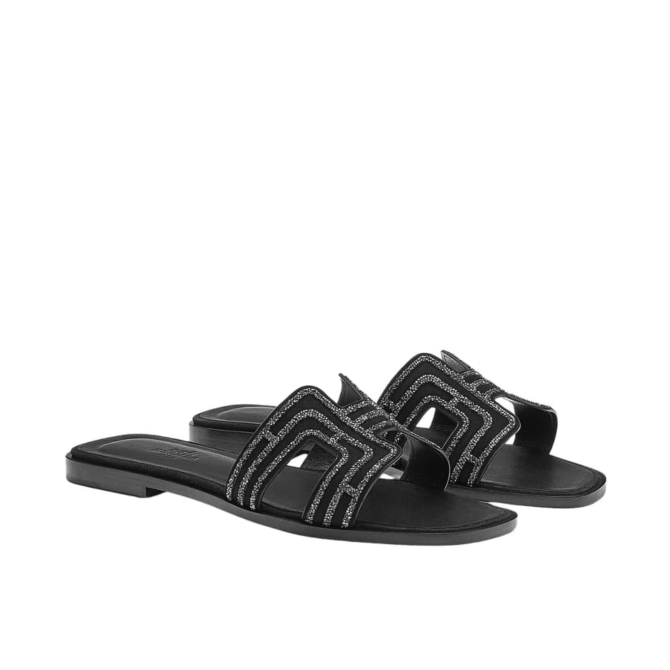 Hermes Oran Sandal Crystle Black H212010Z 02360 view 2