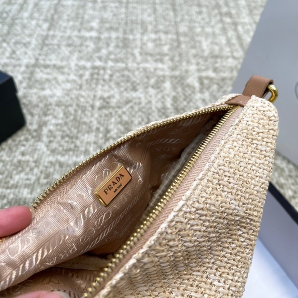 Prada Triangle Crochet Shoulder Bag Natural 25Cm view 3