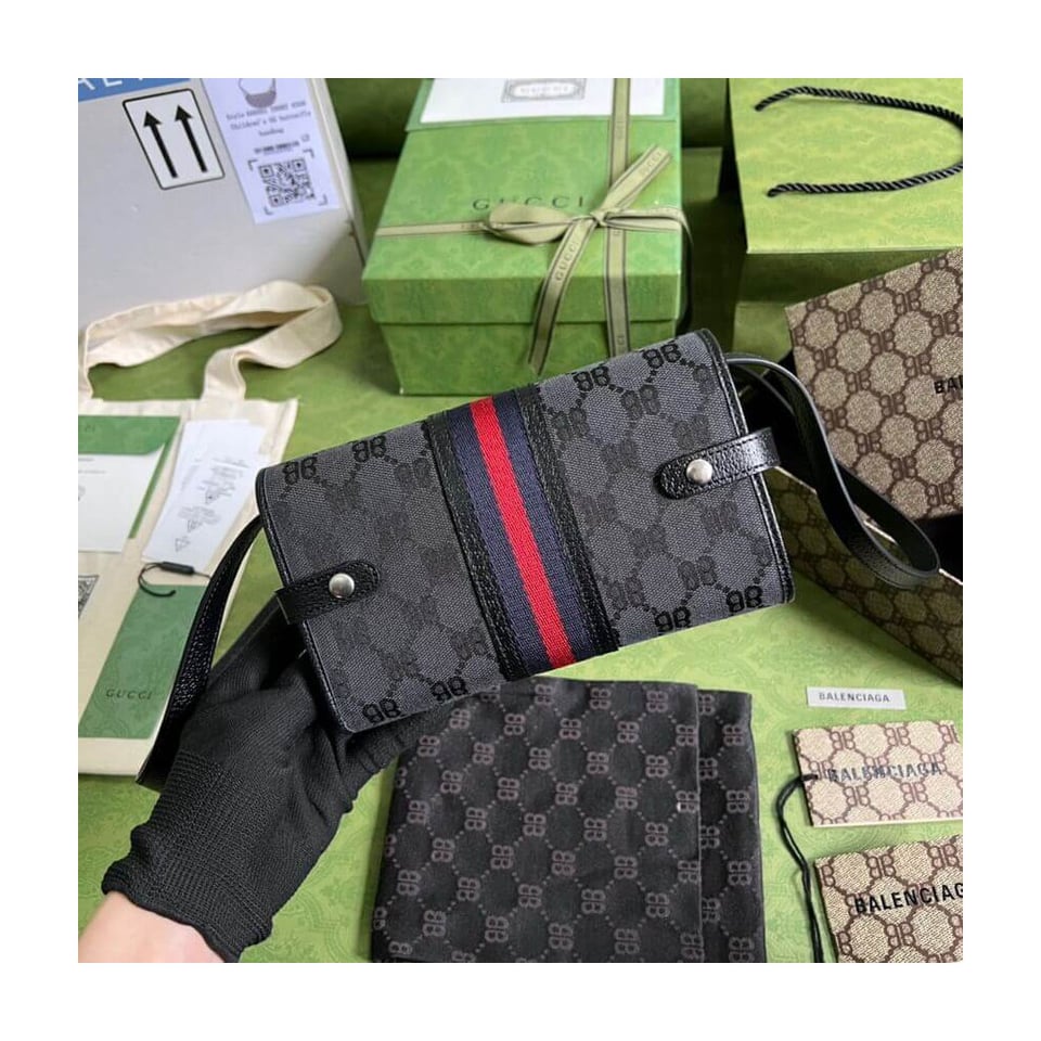 Balenciaga x Gucci Hacker Mini Crossbody Bag Black view 3