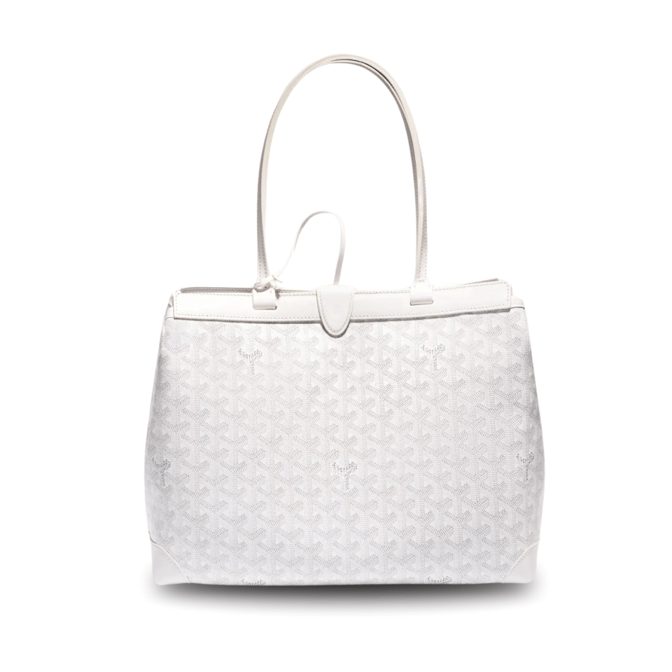 Goyard Bellechasse Biaude Pm Bag 36 Cm White Goyardine Canvas And Calfskin Trim