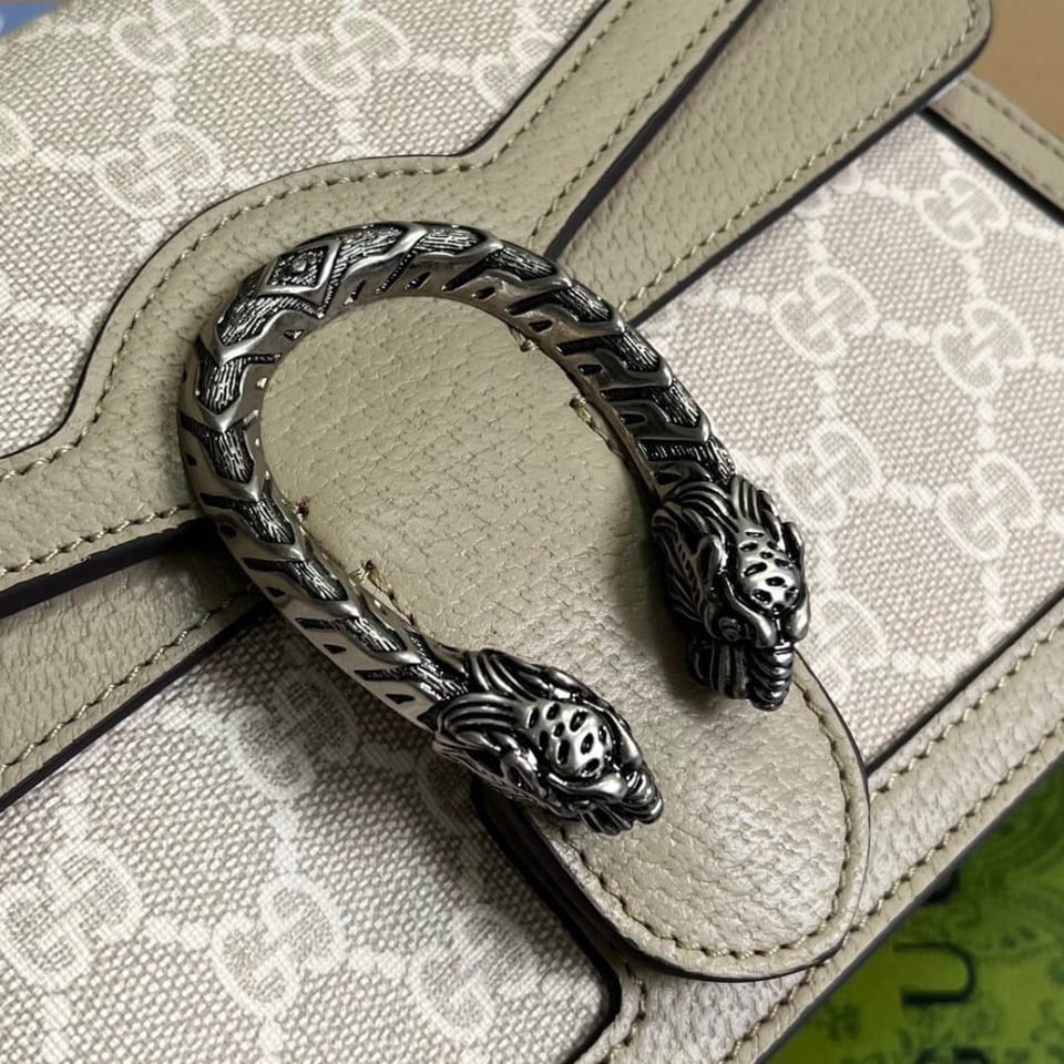Gucci Small Dionysus Top Handle Bag Oatmeal Leather Trim view 9