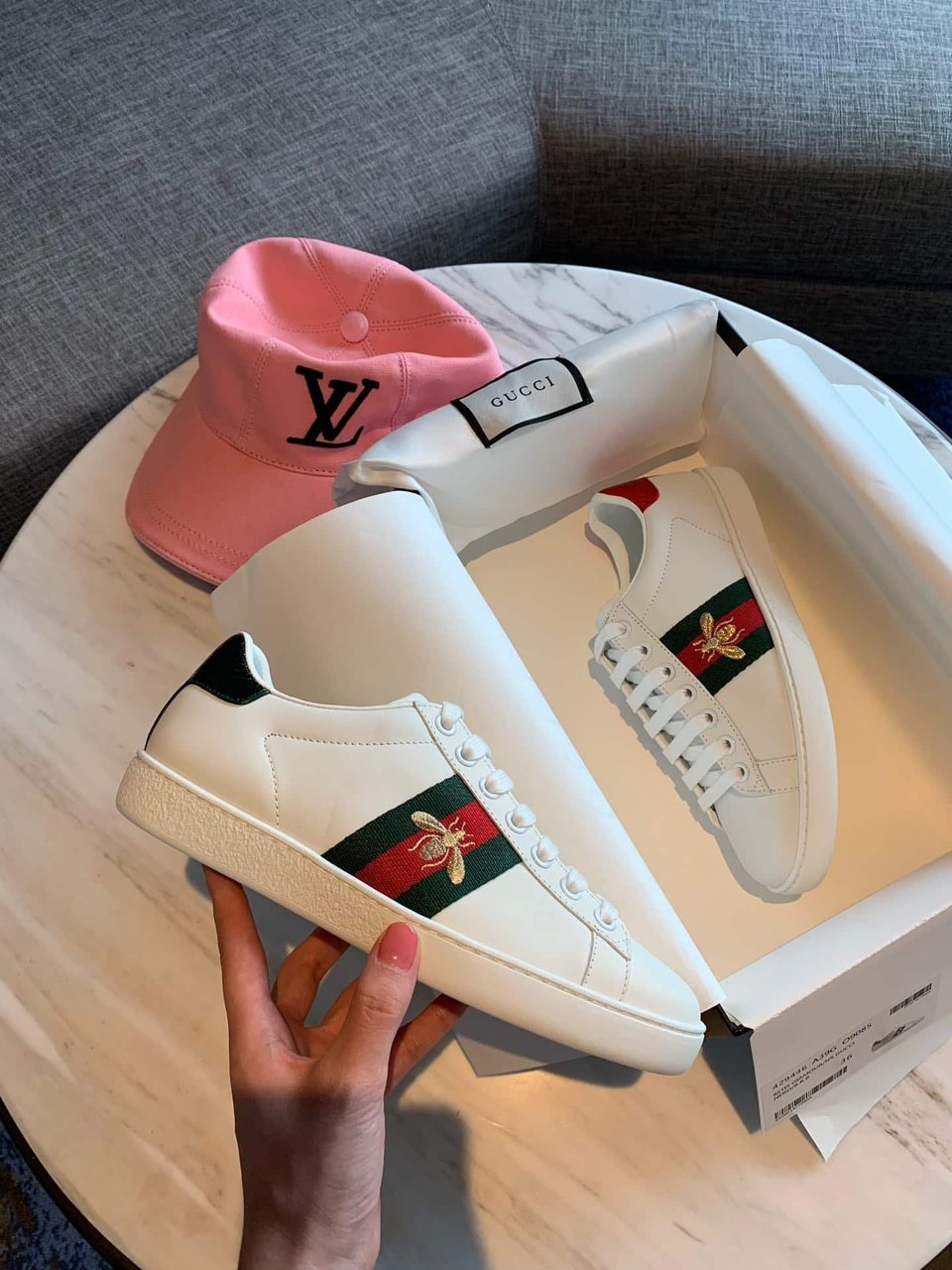 Gucci Ace Embroidered Sneaker Bee White view 3