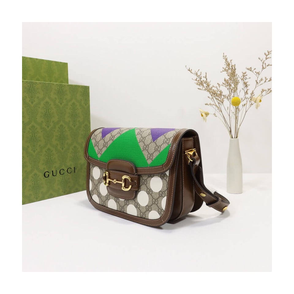 Gucci Horsebit 1955 Shoulder Bag With Geometric Print view 4
