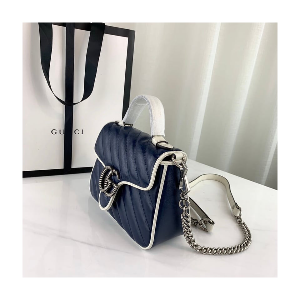 Gucci GG Marmont Mini Top Handle Bag Blue view 6
