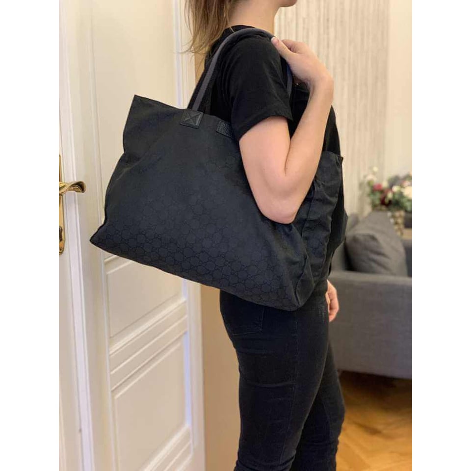Gucci GG Guccissima Black Nylon Tote Bag 449176 view 4