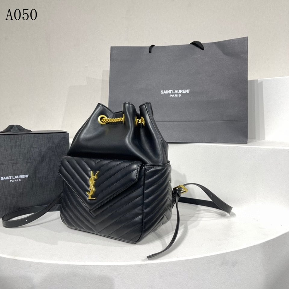 Saint Laurent Joe Backpack In Black Gold 29Cm view 6