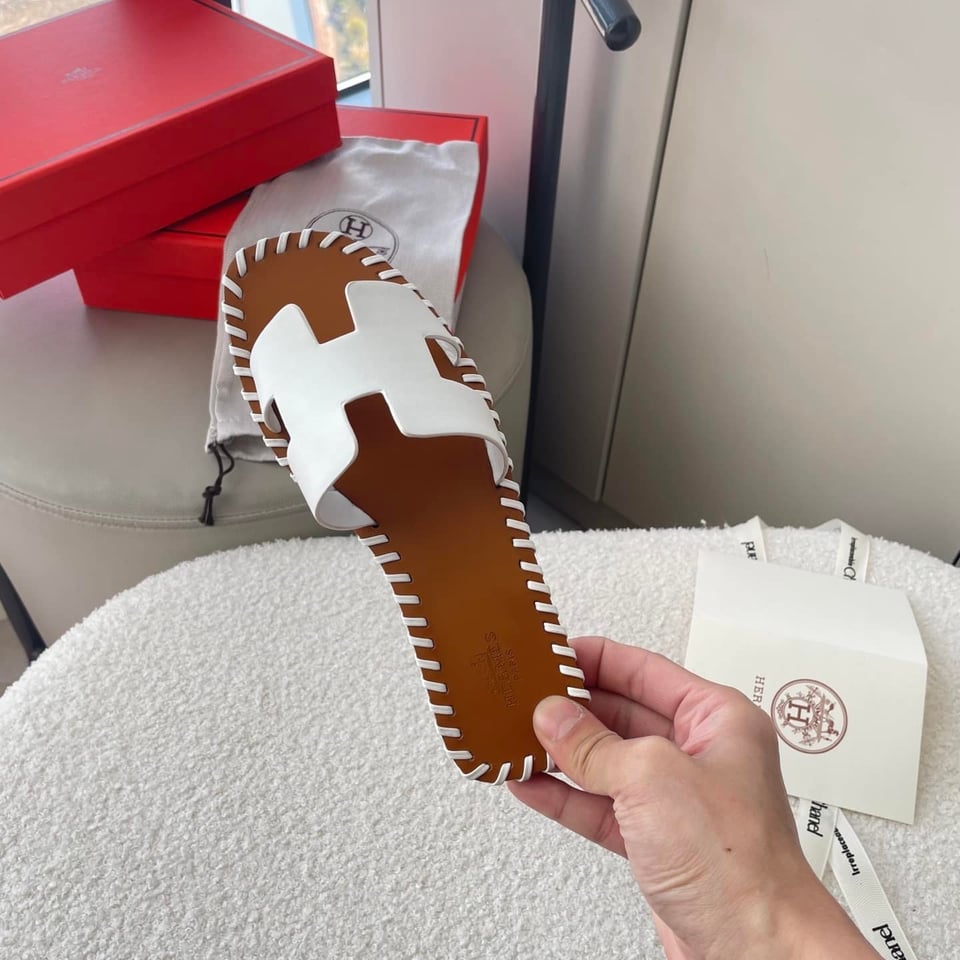 Herm?S Oran Sandals Stitching In Brown And White view 8