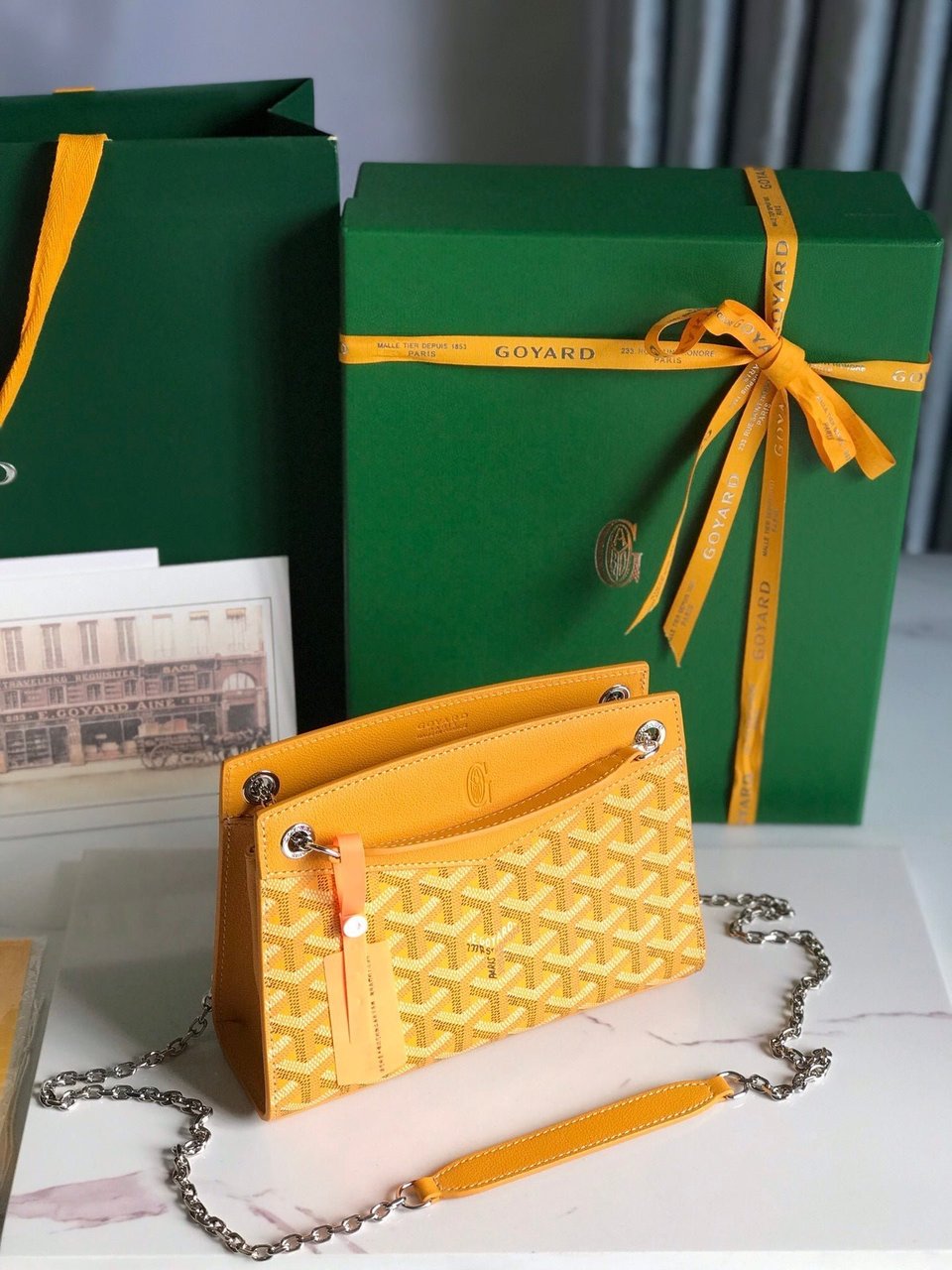 Goyard Rouette Structuré Mini Bag 21 Cm Yellow Goyardine Canvas And Calfskin view 8