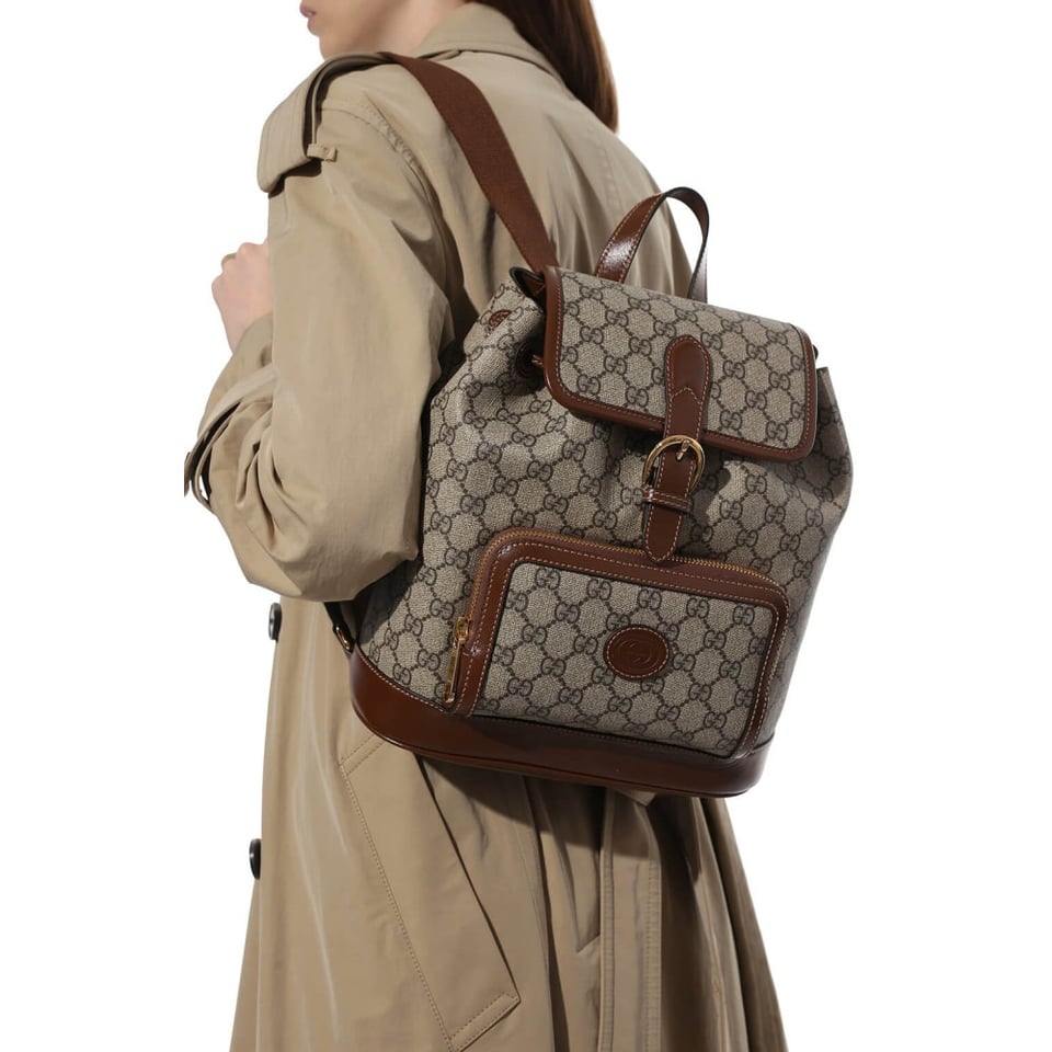 Gucci Backpack with Interlocking G in GG Supreme view 3