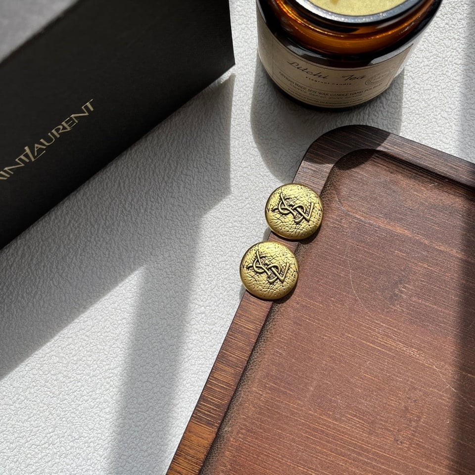 Saint Laurent Ysl Round Earrings Gold view 4